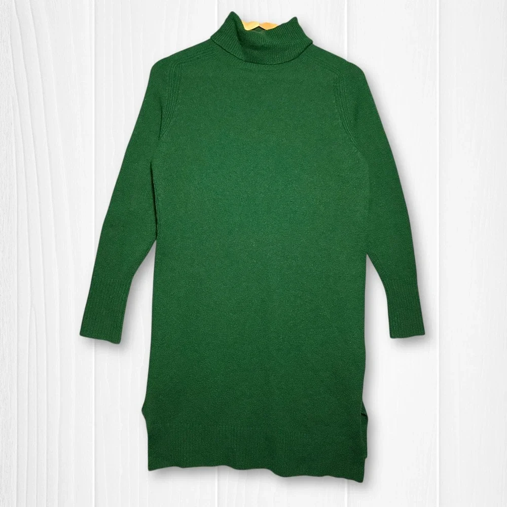 J. Crew Wool Alpaca Blend Turtleneck Sweater Dress Long Sleeve Women's S Green‎